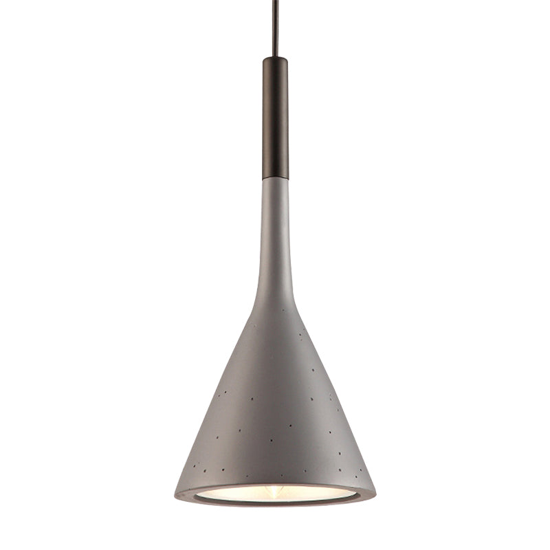 Sleek Conical Pendant Light - Iron Simple Style Monochrome Dining Table Lamp