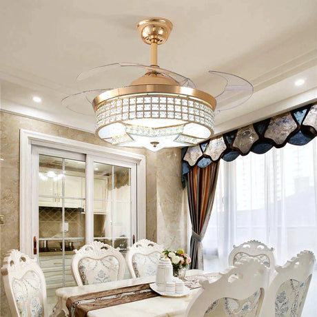 Led Modern Alloy Crystal Acrylic Ceiling Fan.led Lamp.led Light.ceiling Lights.led Lamp For Foyer