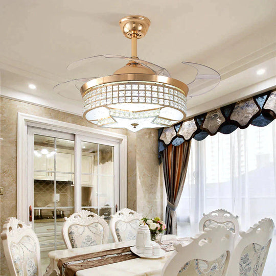 Led Modern Alloy Crystal Acrylic Ceiling Fan.led Lamp.led Light.ceiling Lights.led Lamp For Foyer
