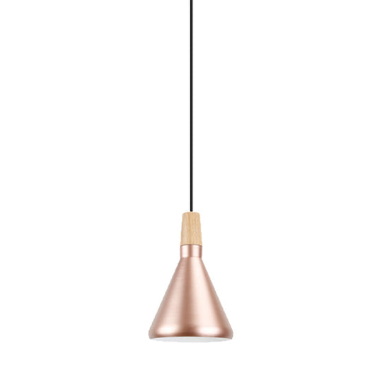 Modern Rose Gold Pyramid Pendant Lamp For Study Room