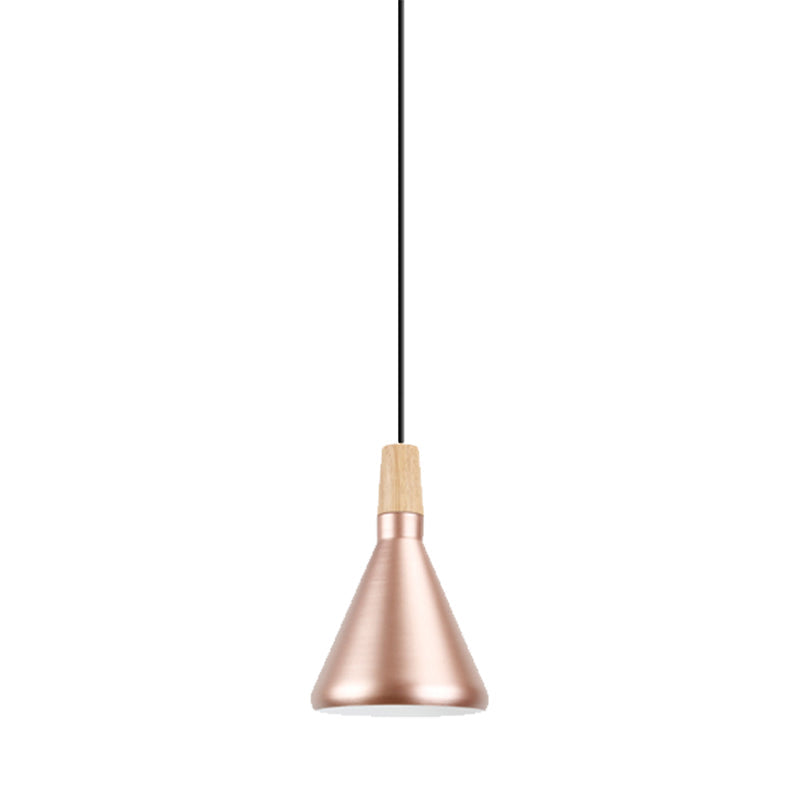 Modern Rose Gold Pyramid Pendant Lamp - Aluminum Hanging Light For Study Room