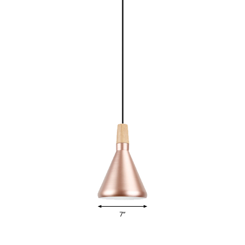 Modern Rose Gold Pyramid Pendant Lamp For Study Room