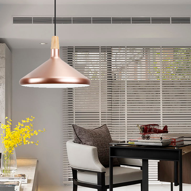 Modern Rose Gold Pyramid Pendant Lamp For Study Room / 15’