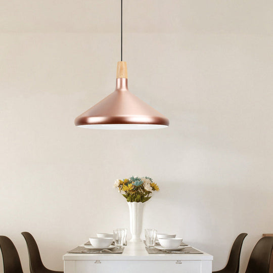 Modern Rose Gold Pyramid Pendant Lamp For Study Room