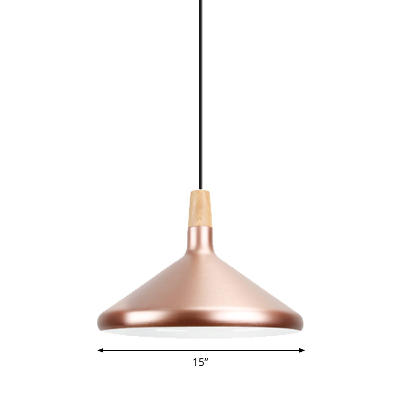 Modern Rose Gold Pyramid Pendant Lamp For Study Room