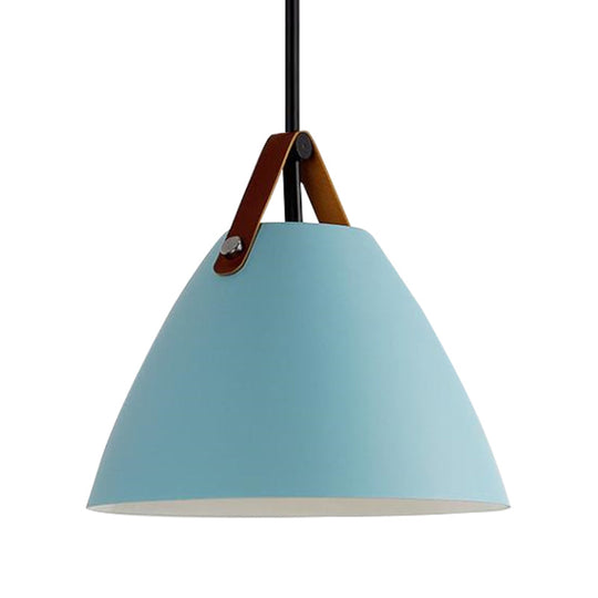 Modern Nordic Curved Coolie Pendant Light - Aluminum Hanging Lamp Single Black/Blue/Grey/Pink/White