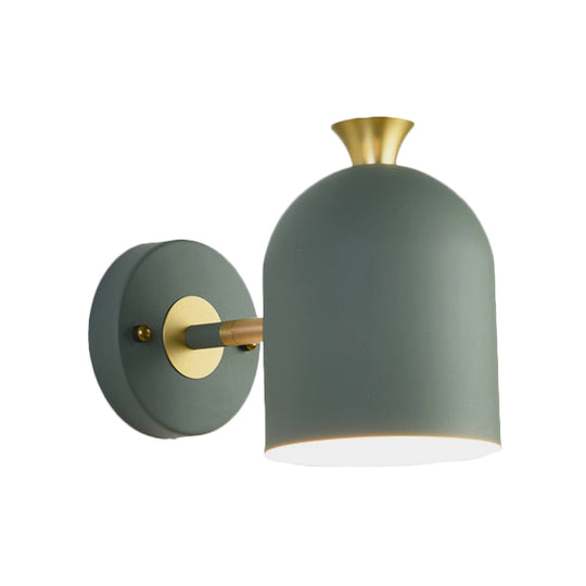 Nordic Stylish Sconce Light: Cup Shade Dining Room Wall Lamp With Macaron Color - Metal 1 Bulb