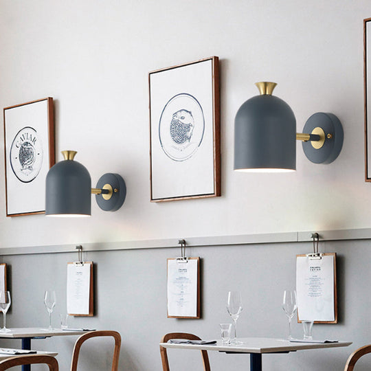 Nordic Stylish Sconce Light: Cup Shade Dining Room Wall Lamp With Macaron Color - Metal 1 Bulb