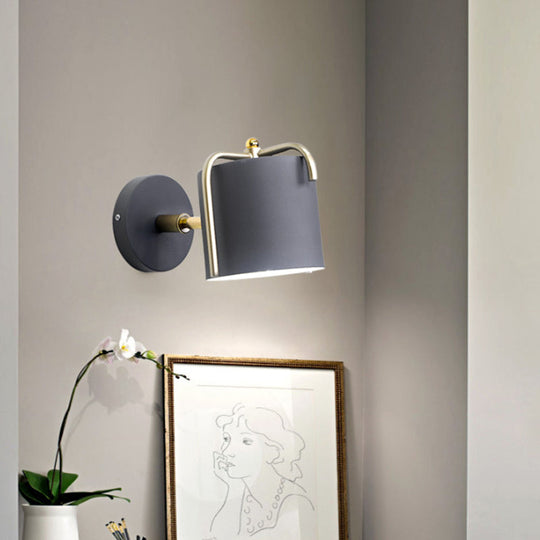 Rotatable Metal Cylinder Wall Light - Modern Macaron Loft Sconce For Bedroom Mirror
