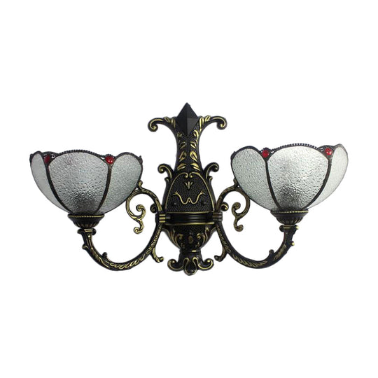 Vintage Stained Glass Wall Light In Antique Bronze For Bedroom