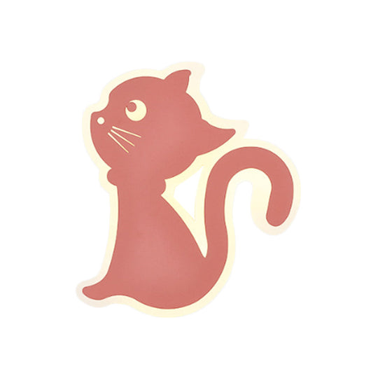 Sleek Metal Kitten Wall Light - Vibrant Macaron Colors For Bedroom Or Kindergarten