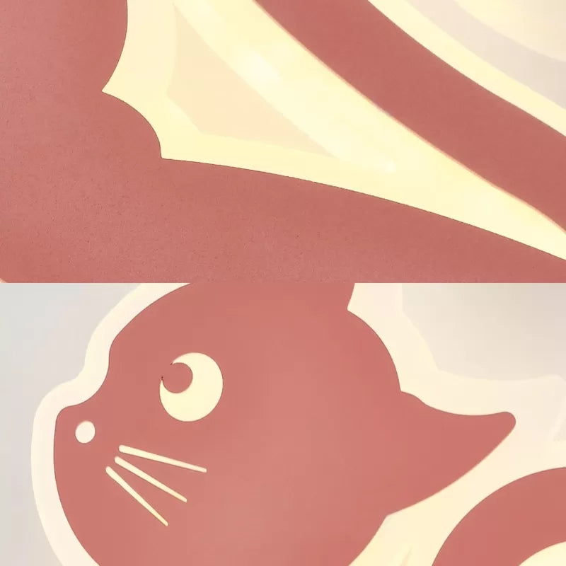 Sleek Metal Kitten Wall Light - Vibrant Macaron Colors For Bedroom Or Kindergarten