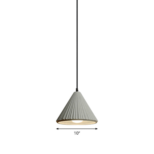 Modern Cement Cone Pendant Lamp For Office Kitchen - One Light Fluted Ceiling