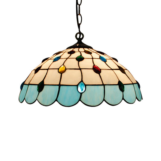 Hand Rolled Art Glass Ceiling Light - Tiffany Pink/Light Blue/Green Pendant For Bedroom