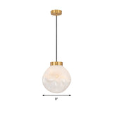 White Glass Pendant Light With Irregular Shape - Modern Kitchen Dining Room Suspension Lamp