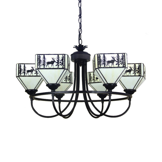Modern Black Deer Chandelier: American Style Hanging Light With Glass — Ideal For Living Room