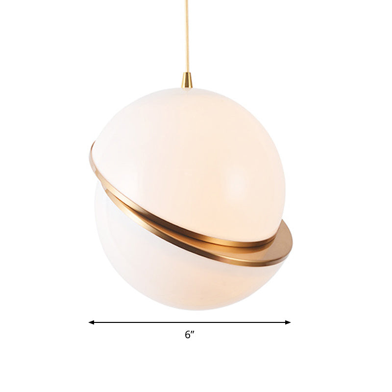 Contemporary Frosted Glass Pendant Lamp - White 2-Hemisphere Design 1 Bulb Perfect For Restaurants