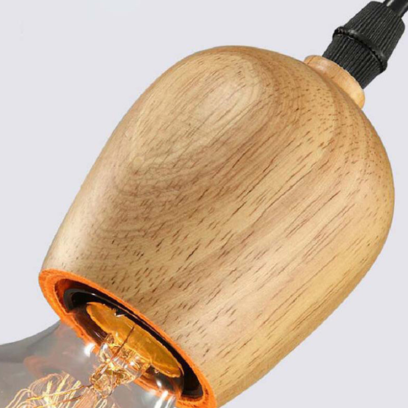 Minimalist Wooden Socket Pendant Lamp With 1 Light In Beige - Ideal For Kitchen Or Bedroom