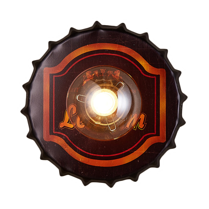 Vintage Led Wall Sconce: Bottle Cap Shape Metal Light For Restaurant Bar