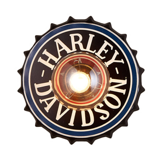 Vintage Led Wall Sconce: Bottle Cap Shape Metal Light For Restaurant Bar