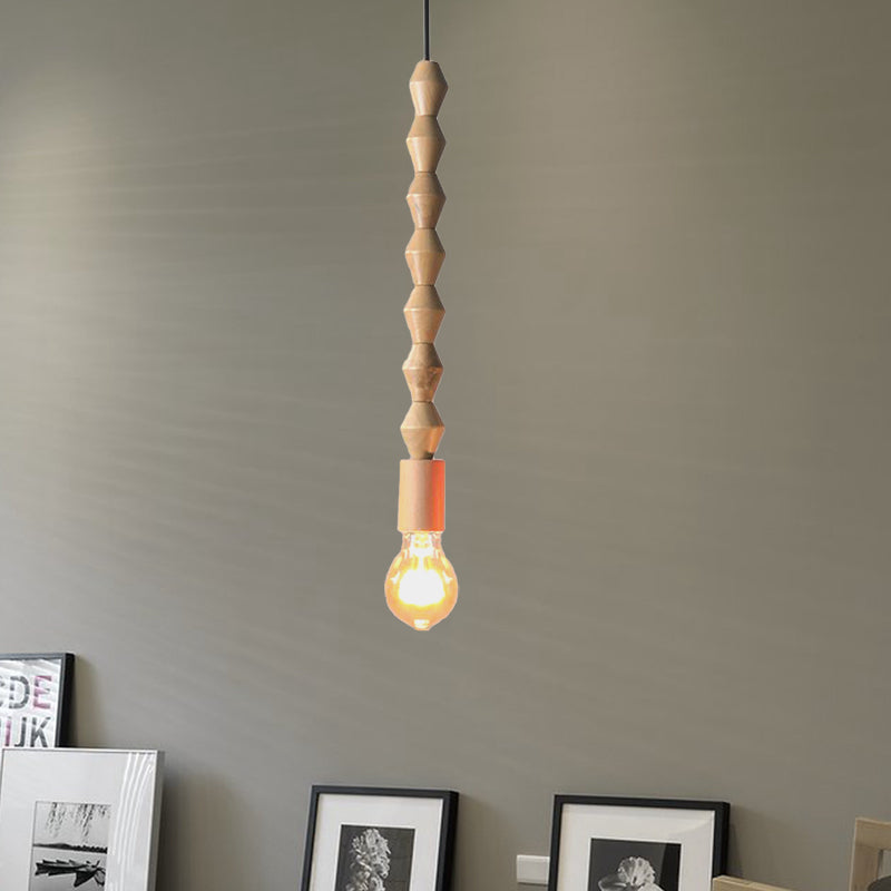 Japanese Style Wooden Deco Pendant Light In Beige For Kitchen
