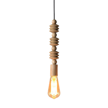 Japanese Style Wooden Deco Pendant Light In Beige For Kitchen