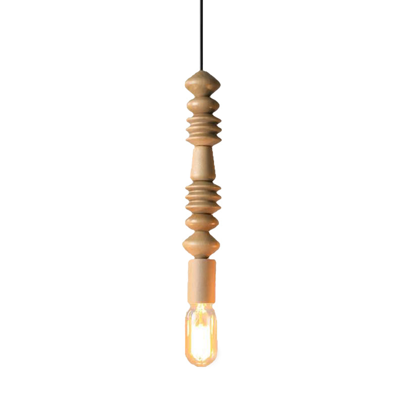 Japanese Style Wooden Deco Pendant Light In Beige For Kitchen