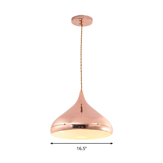 Rose Gold Contemporary Onion Shaped Bedroom Pendant Lamp With Metal Finish