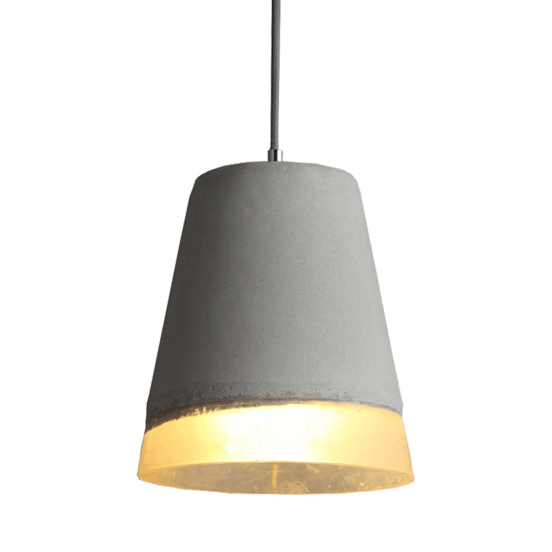 Modern Gray Cement Empire Shade Pendant Lighting For Dining Room - Simple 1-Light Hanging Lamp