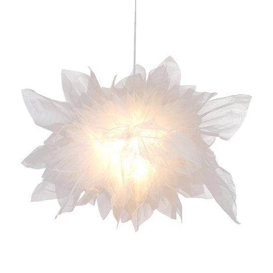 Floral Pendant Light: Modern White Hanging Lamp For Bedroom Décor