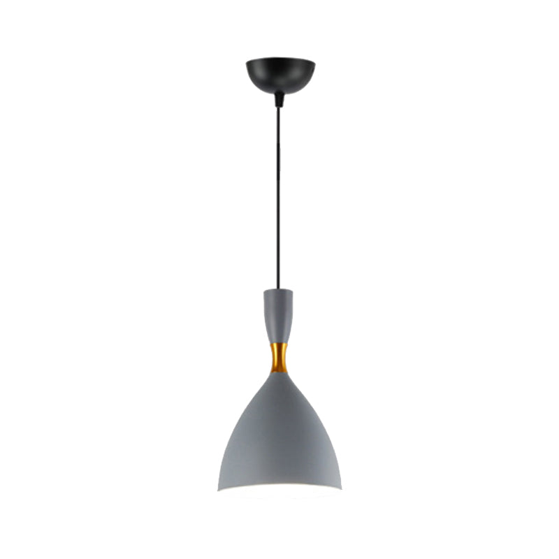 Contemporary 6.5/10 Inch Aluminum Funnel-Shaped Suspension Light For Study Room Or Cafe - Wide