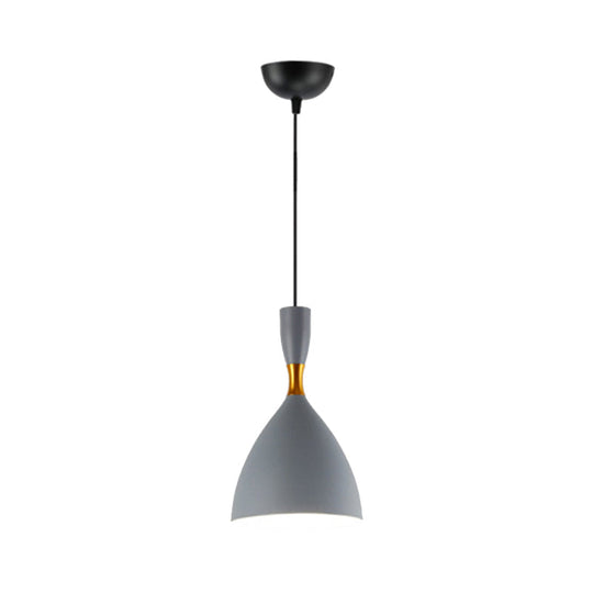 Contemporary 6.5/10 Inch Aluminum Funnel-Shaped Suspension Light For Study Room Or Cafe - Wide