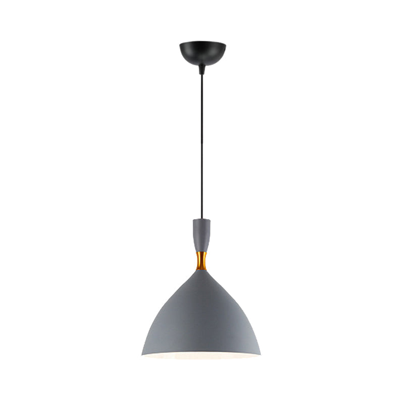Contemporary 6.5/10 Inch Aluminum Funnel-Shaped Suspension Light For Study Room Or Cafe - Wide