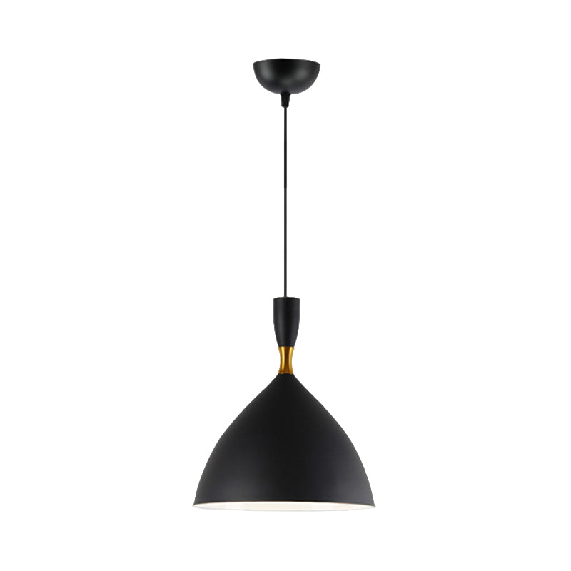 Contemporary 6.5/10 Inch Aluminum Funnel-Shaped Suspension Light For Study Room Or Cafe - Wide