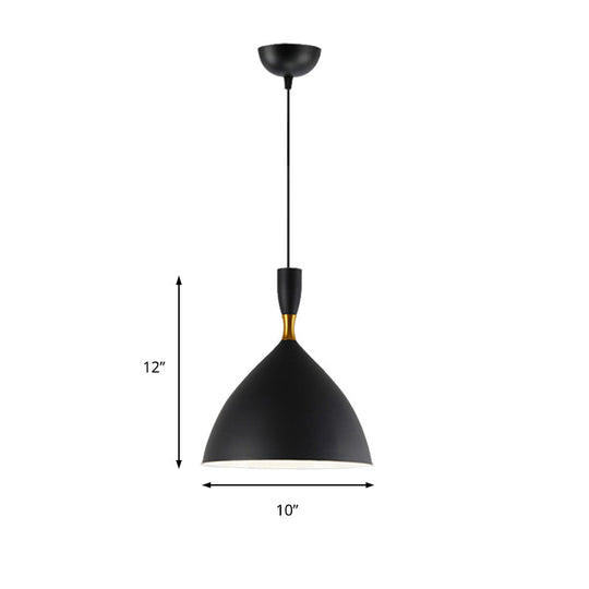 Contemporary 6.5/10 Inch Aluminum Funnel-Shaped Suspension Light For Study Room Or Cafe - Wide