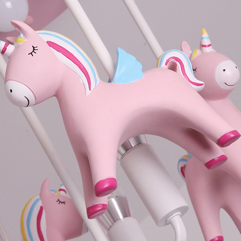 Fun - Filled Kindergarten Semi Flush Ceiling Light: Resin Kids Lamp In Pink Finish