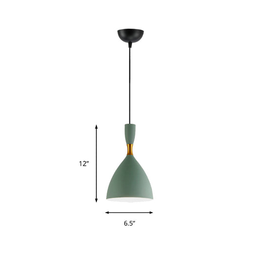 Macaron Loft One-Head Suspended Light For Restaurant Cloth Shop With Funnel Pendant In Aluminum
