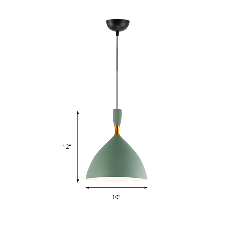 Macaron Loft One-Head Suspended Light For Restaurant Cloth Shop With Funnel Pendant In Aluminum