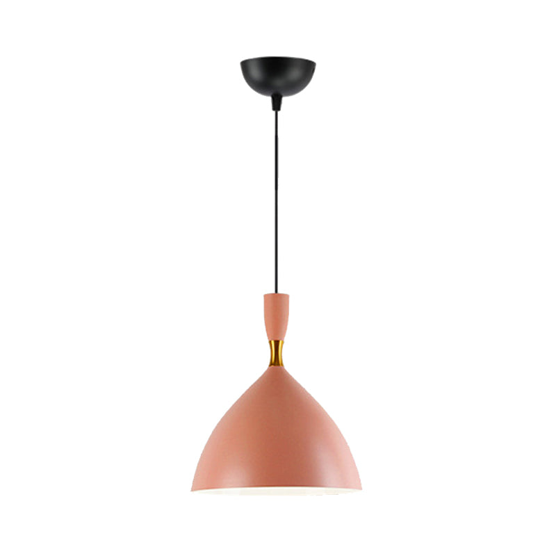 Macaron Loft One-Head Suspended Light For Restaurant Cloth Shop With Funnel Pendant In Aluminum