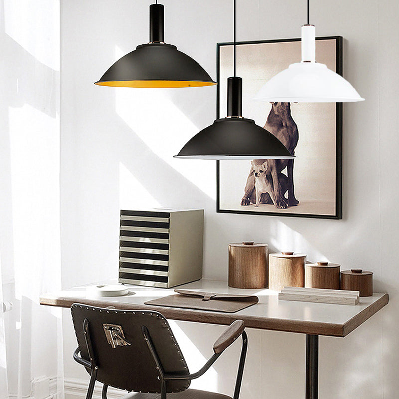 Contemporary Aluminum Bowl Pendant Light - 11/14 Wide 1 Bulb Hanging For Gallery & Factory