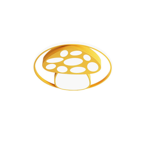 Cute Mushroom Flush Mount Ceiling Lamp For Kindergarten - Cartoon Acrylic And Metal Design