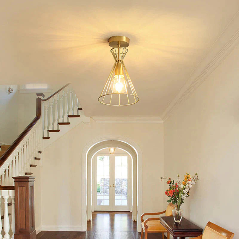 American All-Copper Balcony Ceiling Lamp