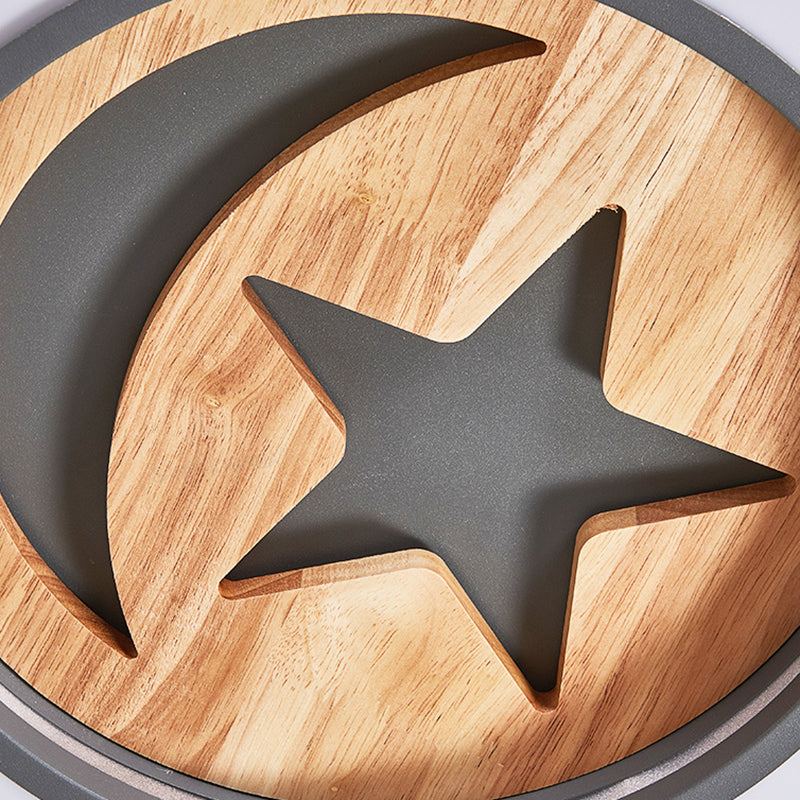 Kid’s Acrylic Modern Led Ceiling Lamp – Slim Circle Design With Star Pattern Ideal For Bedroom