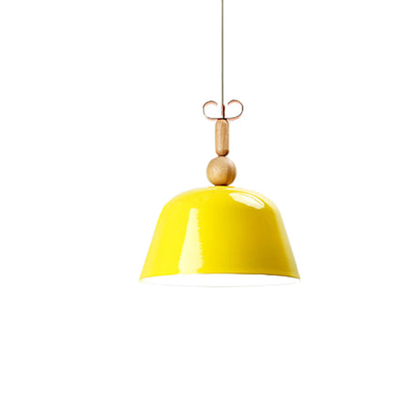 Bright-Colored Nordic Pendant Lamp - Single Head Metallic Ceiling Lighting In Blue/Pink/Red/Yellow