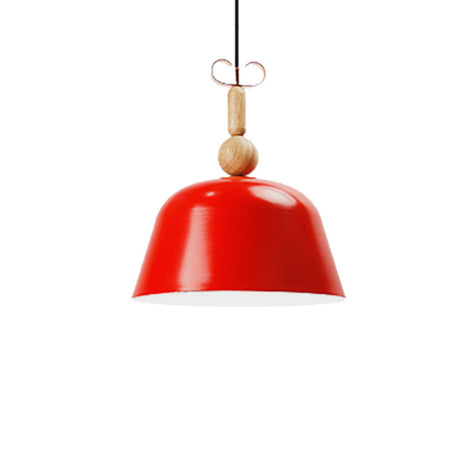 Bright-Colored Nordic Pendant Lamp - Single Head Metallic Ceiling Lighting In Blue/Pink/Red/Yellow