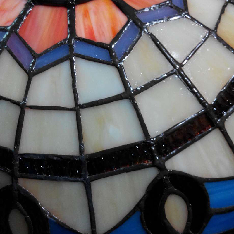 Retro Stained Glass 2-Light Flush Mount For Dining Room - Bowl Shade Light Fixture