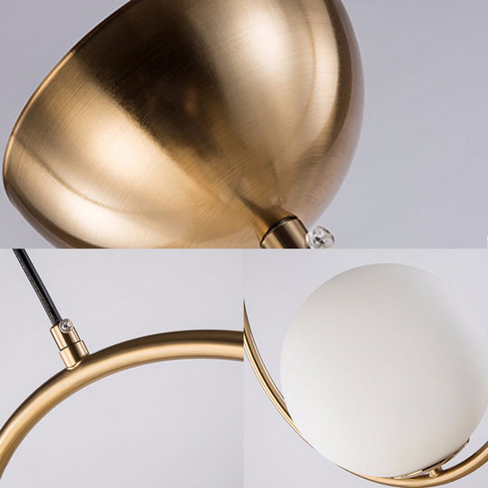 Contemporary Frosted Glass Pendant Light With Spherical Shade - White Hanging