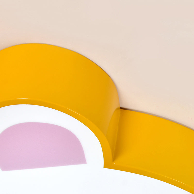 Yellow Bear - Shaped Ceiling Light For Girls’ Room - Acrylic Flush Mount