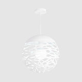 Contemporary Metallic Hollow Globe Pendant Light For Dining Tables - 1-Light