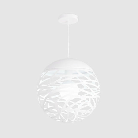Contemporary Metallic Hollow Globe Pendant Light For Dining Tables - 1-Light